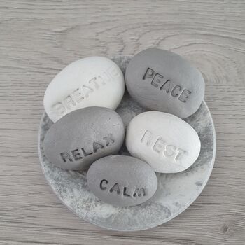 Decorative Clay Diffuser Pebbles With Marbled Clay Dish, 3 of 6