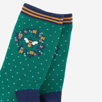 Women's Bamboo Socks Bee And Floral Wreath, 3 of 5