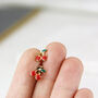 Girls Red Cherries Enamel Stud Earrings, thumbnail 3 of 8