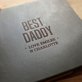Personalised Best Dad Leather Coaster Set, Christmas, 3 of 9