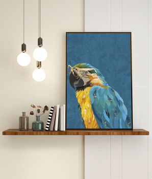 Set Of Three Turquoise Bird Peacock Flamingo Art Print, 6 of 8