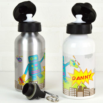 Personalised Robot Water Bottle, 2 of 5