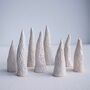 Handmade White Ceramic Circle Texture Ring Display Cones, thumbnail 5 of 7