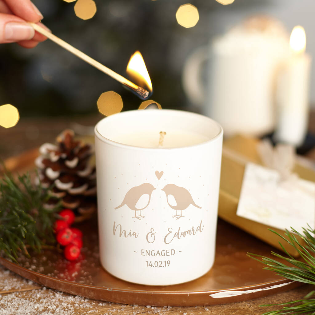 Engaged Couple Christmas Candle By Kindred Fires