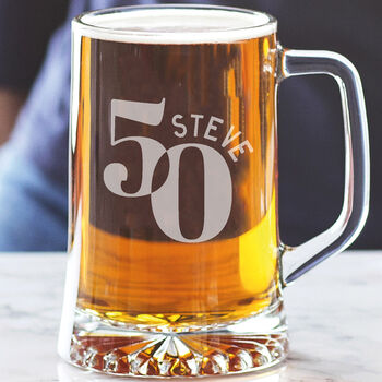 50th Birthday Personalised Beer Tankard Glass, 2 of 6