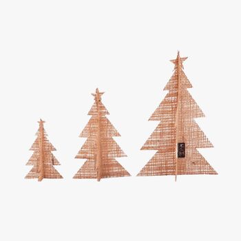 Set Of Three Hessian Christmas Trees, 4 of 4