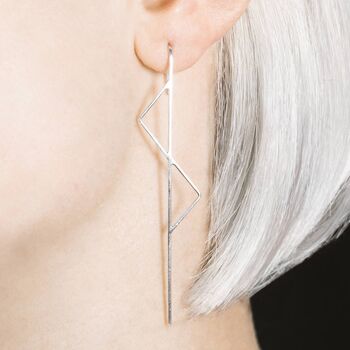 Double Triangle Oxidised Sterling Silver Ear Climbers, 8 of 9