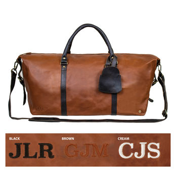 Personalised Two Tone Leather Armada Duffle Holdall, 5 of 8
