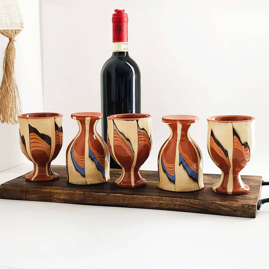 Set Of Five Colourful Ceramic Wine Goblets, 1 of 10