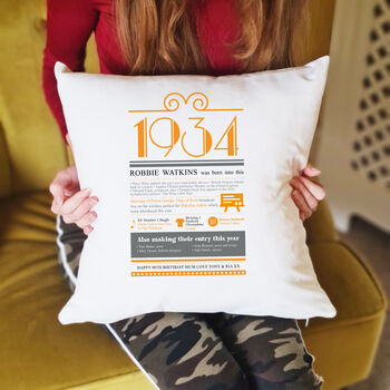 Personalised 90th Birthday Gift 1934 Cushion, 8 of 9