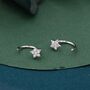 Star Huggie Hoop Earrings In Sterling Silver, thumbnail 2 of 11