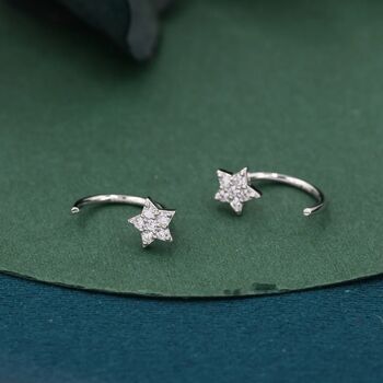 Star Huggie Hoop Earrings In Sterling Silver, 2 of 11