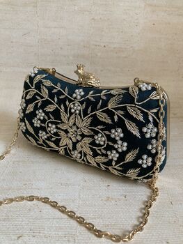Handcrafted Emerald Green Silk Clutch Bag, 3 of 10