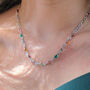 Colourful Multi Gemstone Sterling Silver Chain Necklace, thumbnail 2 of 8