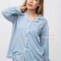 Blue Plain Soft Cotton Solid Sleepwear Pyjama Set, thumbnail 10 of 12