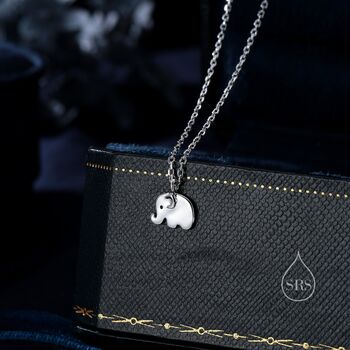 Tiny Baby Elephant Pendant Necklace In Sterling Silver, 4 of 12