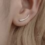Sterling Silver Minimalist Curved Bar Crawler Earrings, thumbnail 2 of 10