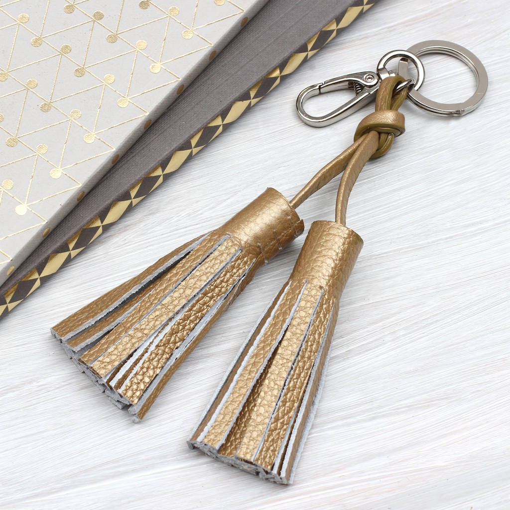 Personalised Initial Leather Tassel Keyring By Hurleyburley
