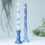 Royal Blue Hand Painted Candles With Bees, thumbnail 1 of 3