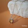 Round Yellow Rhinestone Sterling Silver 925 Necklace, thumbnail 2 of 5
