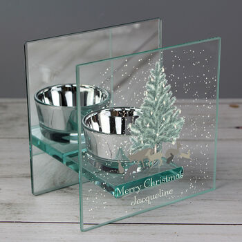 Personalised Winter's Night Glass Tea Light Holder, 3 of 3