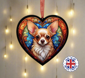 Chihuahua Stained Glass Effect Heart Suncatcher, 5 of 7