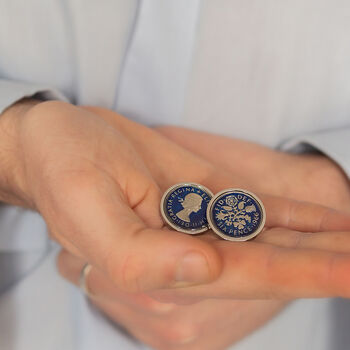 Sixpence Enamel Coin Cufflinks, 3 of 5