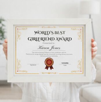 Girlfriend Gifts Best Girlfriend Award Certificate, 3 of 6