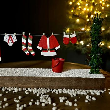 Santa's Washing Line Block Christmas Decoration, 3 of 3