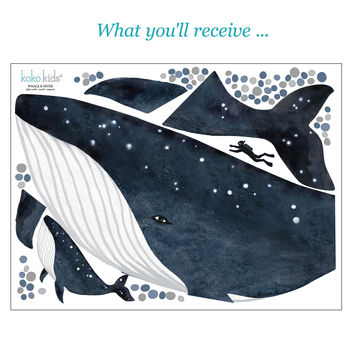The Whale And The Diver Fabric Wall Sticker, 5 of 5