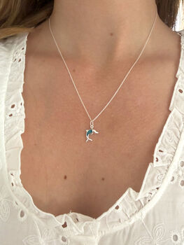 Sterling Silver And Opal Dolphin Necklace, 2 of 6