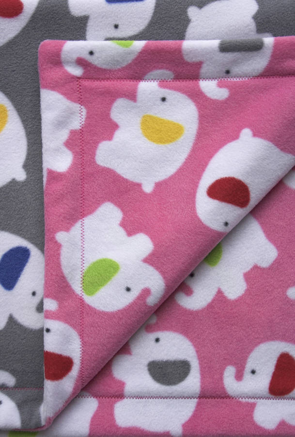 fleece pink elephant baby blanket by suzielou textiles