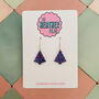 Small Purple Glitter Christmas Tree Earrings, thumbnail 1 of 4
