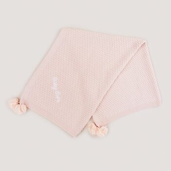 Personalised Pink Cashmere Blend Blanket With Pom Poms, 3 of 7