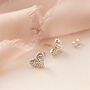 Textured Sterling Silver Love Heart Stud Earrings Mother's Day Gift For Her, thumbnail 1 of 12