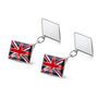 Union Jack Silver Engraved Cufflinks | Groom's Party Wedding Gift, thumbnail 3 of 7