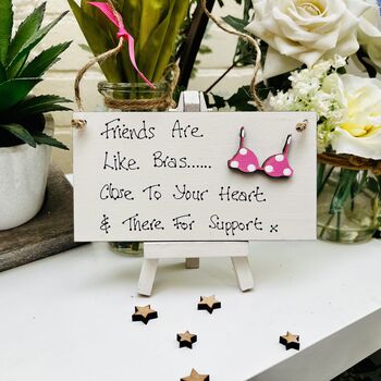Friends Are Like Bras Card Alternative Sign, 7 of 7