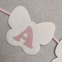 Bunting Blush Pink And White Butterfly Baby Banner, thumbnail 5 of 11