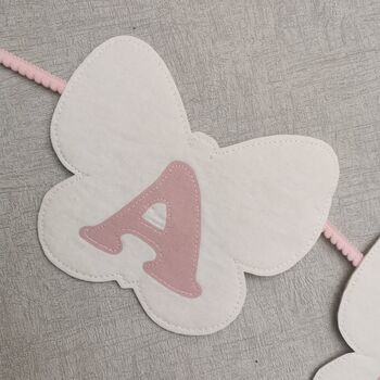 Bunting Blush Pink And White Butterfly Baby Banner, 5 of 11