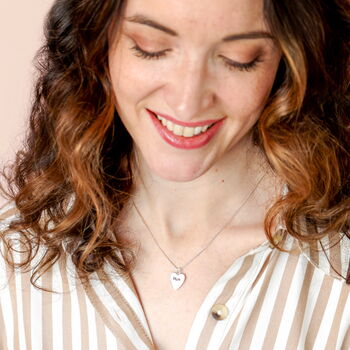 Mum Heart Pendant Necklace In Silver Plating, 3 of 5