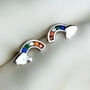 Sterling Silver Crystal Rainbow Stud Earrings, thumbnail 1 of 5