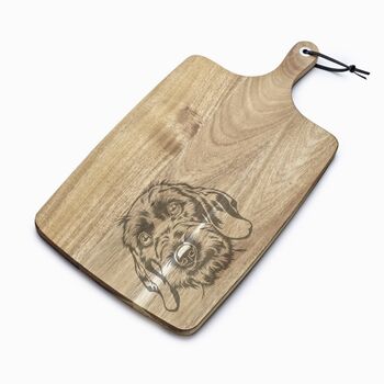 Personalised Wirehaired Dachshund Engraved Acacia Serving Board, 2 of 2