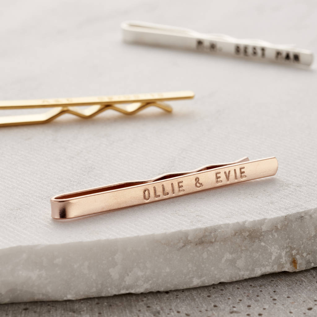 Personalised Silver Tie Clip By Posh Totty Designs