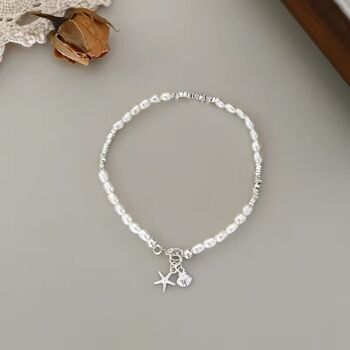 Kimora Ivory Silver Pearl Sea Oyster Charm Bracelet, 2 of 5