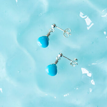 Turquoise Drop Stud Earrings Second Light Collection, 4 of 4