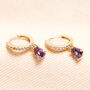 Birthstone Crystal Huggie Hoop Earrings In Gold, thumbnail 3 of 12