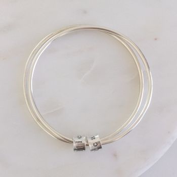 Personalised Silver Name Charm Bangle, 7 of 8