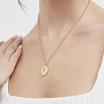 Gold Forget Me Not Pearl Cameo Necklace, 2 of 8