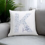 Personalised Floral Blue Initial Cushion Gift For Her, thumbnail 3 of 4