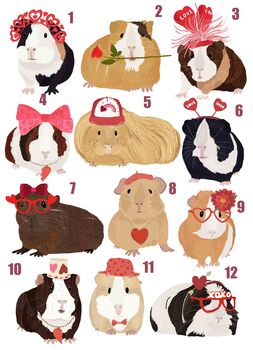 Personalised Valentine Guinea Pig Couple Print, 3 of 3